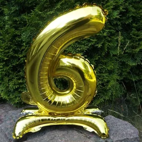 balon foliowy cyfra 6 stojaca zloty dekoracjepolska 15 dgt