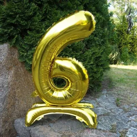 balon foliowy cyfra 6 stojaca zloty dekoracjepolska 30 dgt