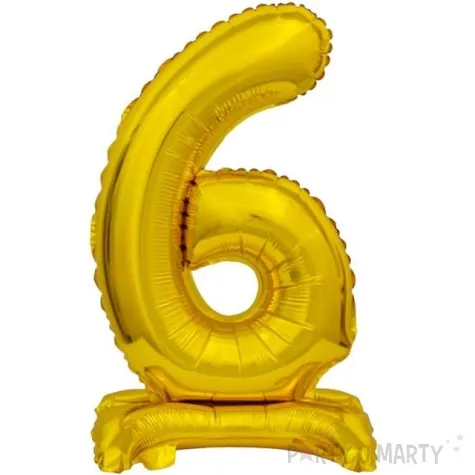 balon foliowy cyfra 6 stojaca zloty godan 15 dgt