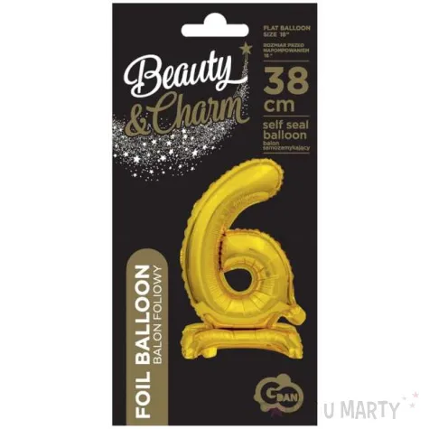 balon foliowy cyfra 6 stojaca zloty godan 15 dgt