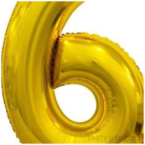 balon foliowy cyfra 6 stojaca zloty godan 29 dgt