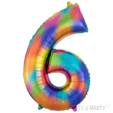 balon foliowy cyfra 6 teczowy amscan 34 dgt