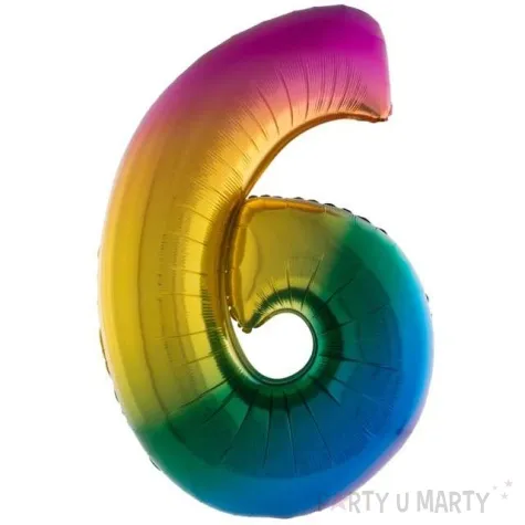 balon foliowy cyfra 6 teczowy funny fashion 40 dgt