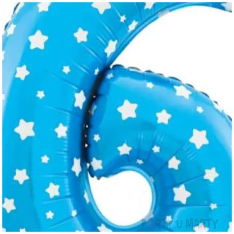balon foliowy cyfra 6 w gwiazdki niebieski jix 18 dgt