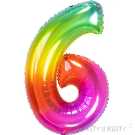 balon foliowy cyfra 6 yummy gummy rainbow teczowy folat 34 dgt