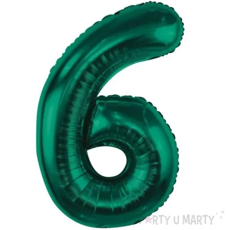 balon foliowy cyfra 6 zielony butelkowy godan 33 dgt