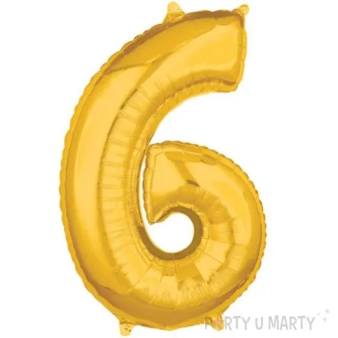 balon foliowy cyfra 6 zloty amscan 26 dgt