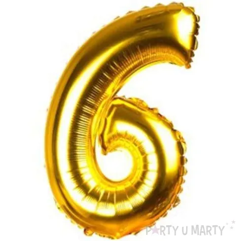 balon foliowy cyfra 6 zloty czakos 14 dgt