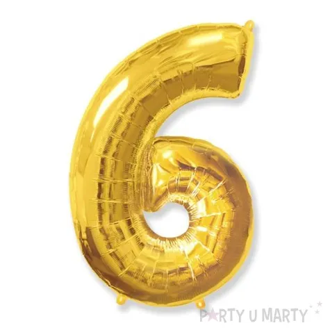 balon foliowy cyfra 6 zloty flexmetal 34 dgt