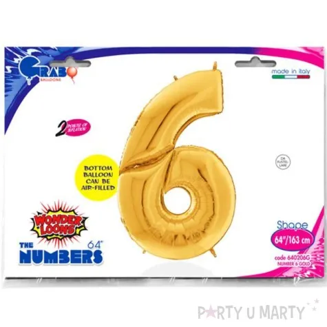 balon foliowy cyfra 6 zloty grabo 64 dgt