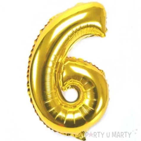 balon foliowy cyfra 6 zloty oem 16 dgt