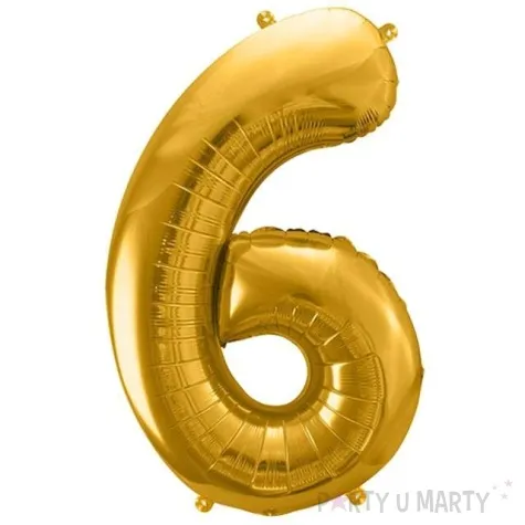balon foliowy cyfra 6 zloty partydeco 34 dgt