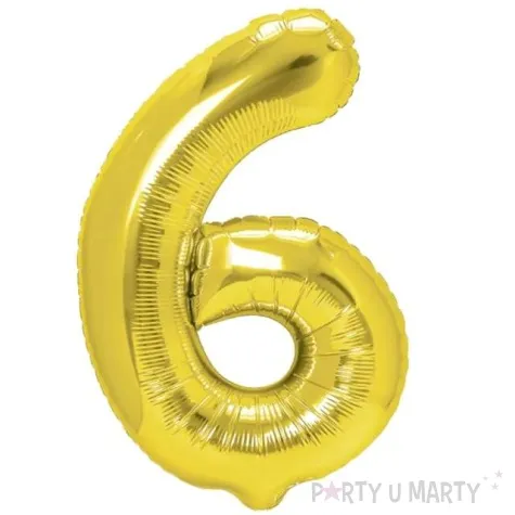 balon foliowy cyfra 6 zloty partypal 16 dgt