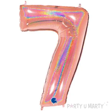 balon foliowy cyfra 7 holo rozowe zloto grabo 40 dgt