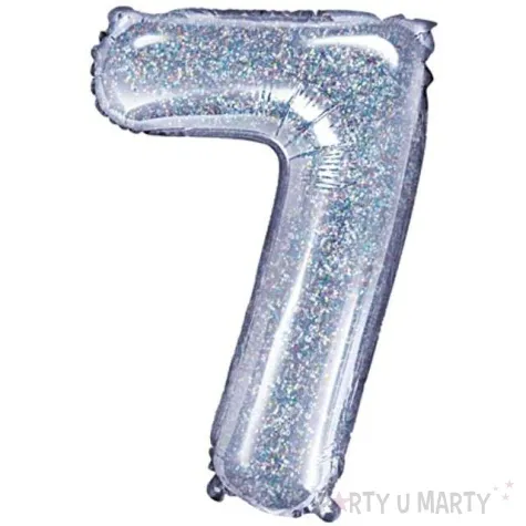 balon foliowy cyfra 7 holo srebrny partydeco 14 dgt