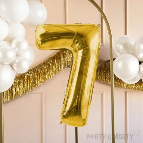 balon foliowy cyfra 7 jasnozloty partydeco 34 dgt