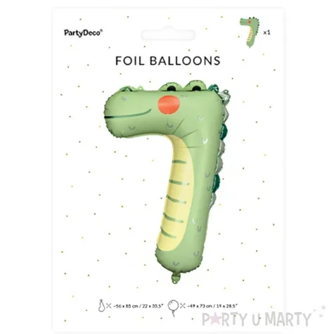 balon foliowy cyfra 7 krokodyl zielony partydeco 34 dgt