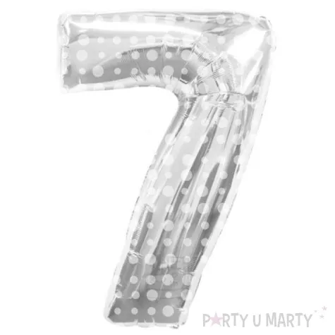 balon foliowy cyfra 7 kropki srebrny folat 34 dgt