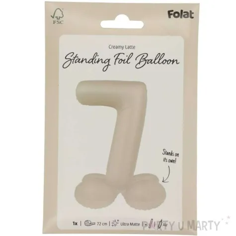 balon foliowy cyfra 7 mat stojaca kremowe latte folat 28 dgt