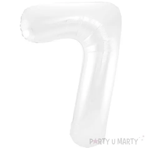 balon foliowy cyfra 7 metaliczny mat bialy folat 34 dgt