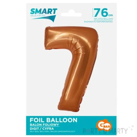 balon foliowy cyfra 7 miedziany godan 30 dgt