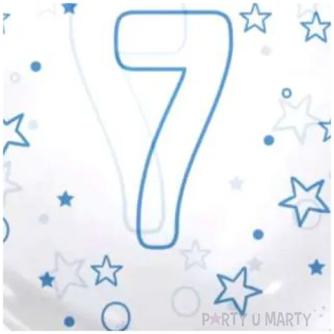balon foliowy cyfra 7 niebieska transparentny tuban 18 orb