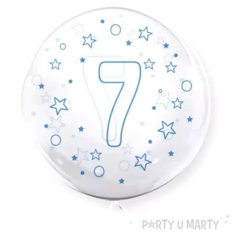 balon foliowy cyfra 7 niebieska transparentny tuban 18 orb