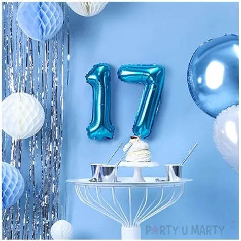 balon foliowy cyfra 7 niebieski partydeco 14 dgt
