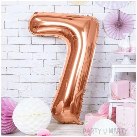 balon foliowy cyfra 7 rozowe zloto partydeco 34 dgt
