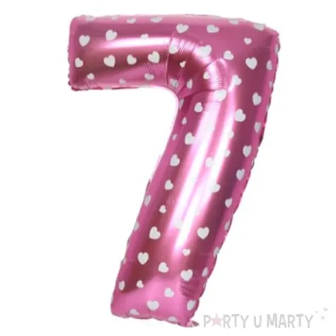 balon foliowy cyfra 7 serduszka rozowy oem 16 dgt