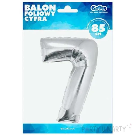 balon foliowy cyfra 7 srebrny godan 34 dgt