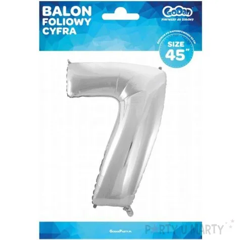 balon foliowy cyfra 7 srebrny godan 45 dgt