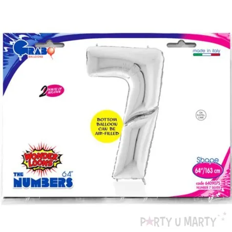 balon foliowy cyfra 7 srebrny grabo 64 dgt
