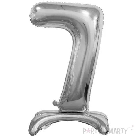 balon foliowy cyfra 7 stojaca srebrny godan 29 dgt