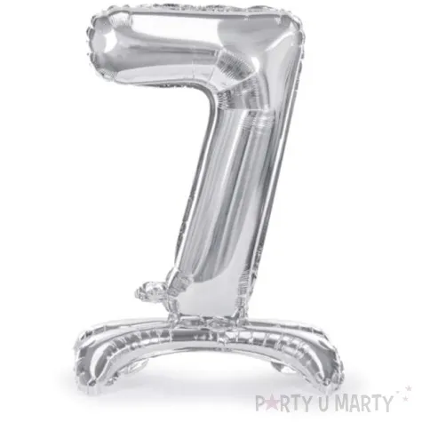 balon foliowy cyfra 7 stojaca srebrny partydeco 27 dgt