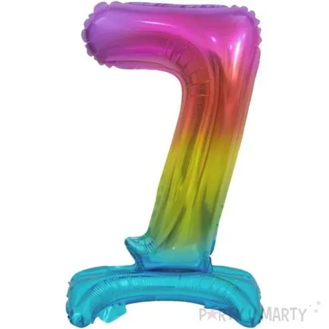 balon foliowy cyfra 7 stojaca teczowy godan 15 dgt