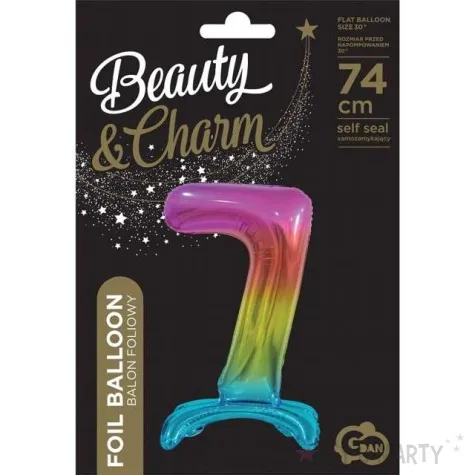 balon foliowy cyfra 7 stojaca teczowy godan 29 dgt
