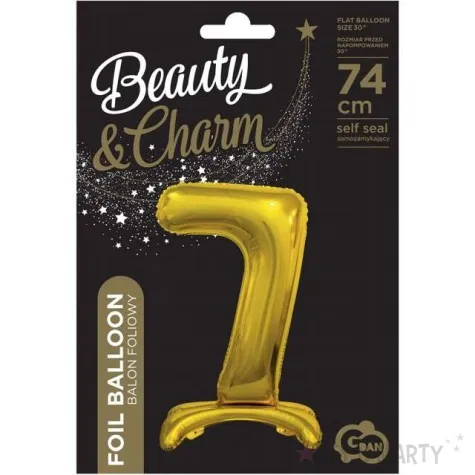 balon foliowy cyfra 7 stojaca zloty godan 29 dgt