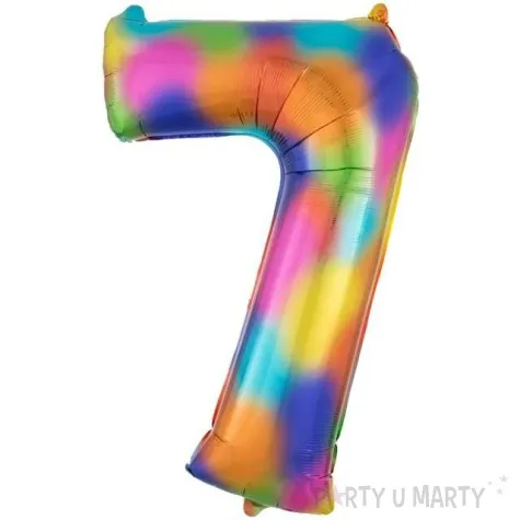 balon foliowy cyfra 7 teczowy amscan 34 dgt