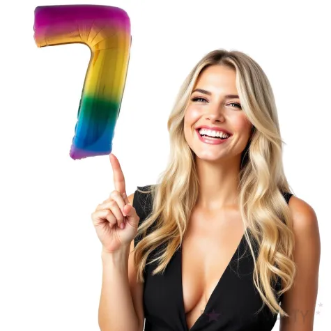 balon foliowy cyfra 7 teczowy funny fashion 40 dgt