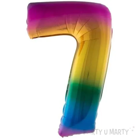 balon foliowy cyfra 7 teczowy funny fashion 40 dgt