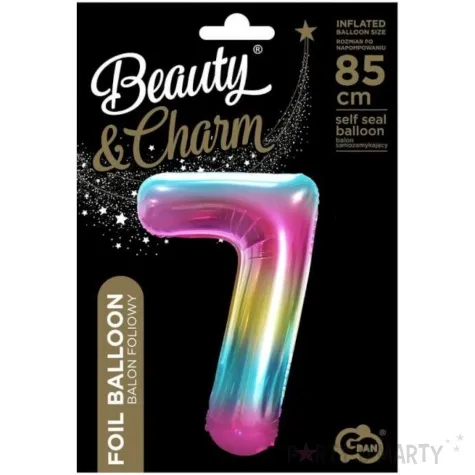balon foliowy cyfra 7 teczowy godan 34 dgt
