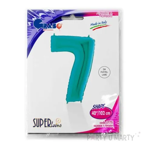 balon foliowy cyfra 7 turkusowy grabo 40 dgt