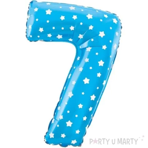 balon foliowy cyfra 7 w gwiazdki niebieski jix 18 dgt