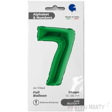 balon foliowy cyfra 7 zielone grabo 14 dgt