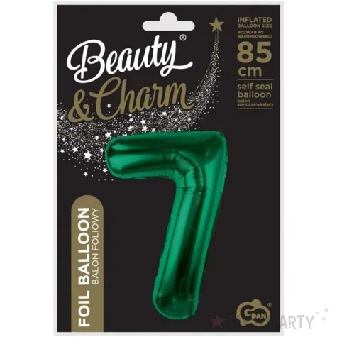 balon foliowy cyfra 7 zielony butelkowy godan 33 dgt