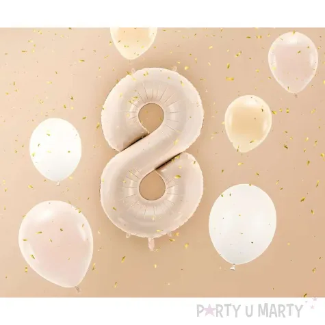 balon foliowy cyfra 8 bezowy ciemny partydeco 34 dgt