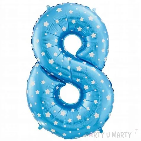 balon foliowy cyfra 8 biale gwiazdki niebieski godan 26 dgt