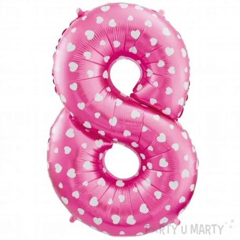 balon foliowy cyfra 8 biale serca rozowy godan 26 dgt