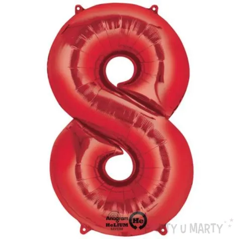 balon foliowy cyfra 8 czerwony amscan 34 dgt